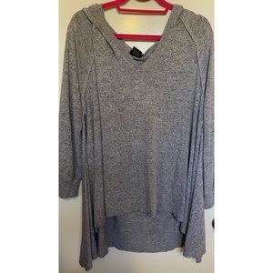 Grey Oversized Hooded Top